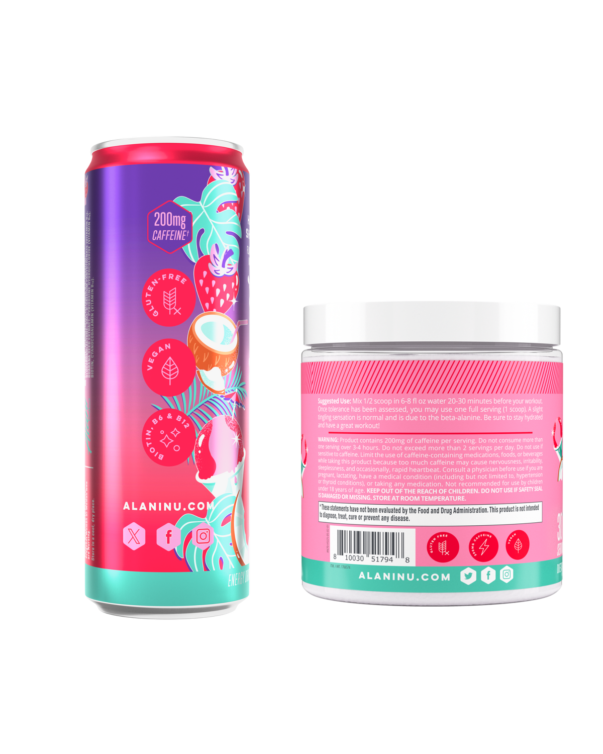Energy Drink & Pre-Workout - Hawaiian Shaved Ice / 12 Pack Energy Drink & 30 Serving Pre-Workout U8 - image 2
